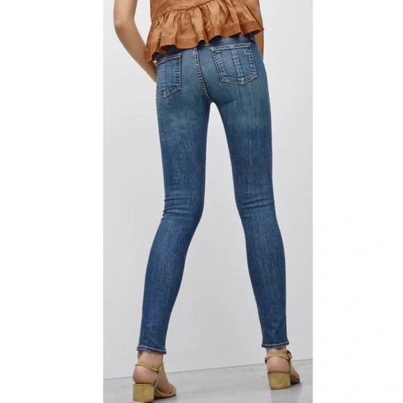 SOLD-Rag & Bone High Rise Vintage Wash Distressed Full Length Ankle Skinny Jeans - Picture 4 of 12
